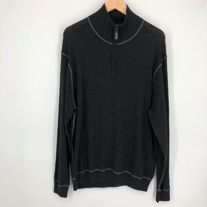 Impermeable Platinum Mens Sweater Size L Charcoal Merino Cashmere 1/4 Zip